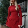 Dulzura Long Sleeves Zipper Bodycon Mini Dress With Pocket Solid Elegant Outfit Office Streetwear Women’S Autumn Winter Clothes
