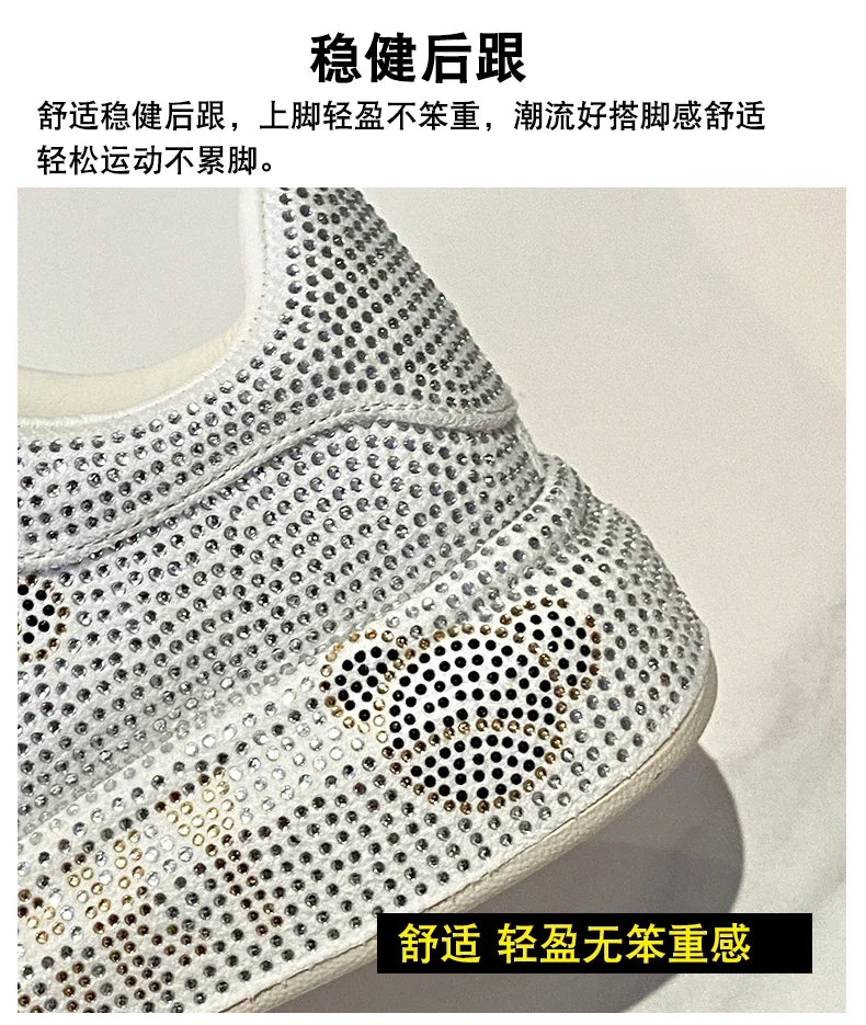 2024 Autumn New Luxury Women's Sports Shoes Cartoon Water Diamond Women's Shoes Luxury Fashion Flat Casual Shoes zapatos mujer