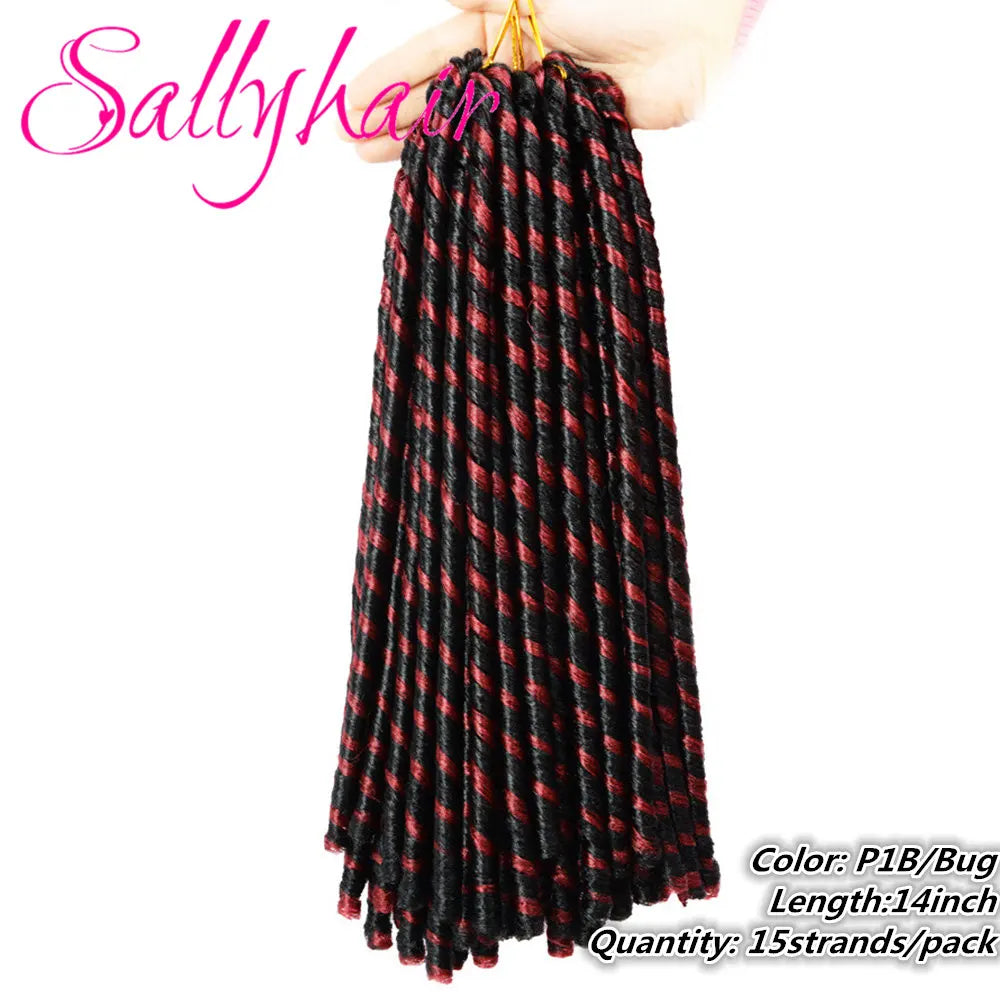 Sallyhair Synthetic Faux Locs 14inch 70g/pack Crochet Braiding Hair Extensions Afro Hairstyles Soft Dreadlock Crochet Braids