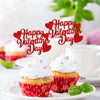 YOMDID 24Pcs Happy Valentines Day Cupcake Toppers Glitter Red Decorations Valentines Day Cupcake Picks Gift for Valentine\'s Day