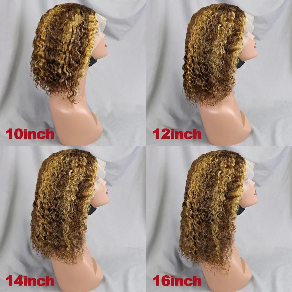 10-16 Inches 200% Density Water Wave Bob Human Hair Wigs  Short Deep Curly Brazilian Remy Human Hair Wigs for Black Women