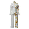 2024 Women Formal Jacket & Trousers Office Lady Outfits Autumn Women Two Pieces Set Print Blazer Coat & Pants Suit Sets Female