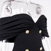 NewAsia Off the Shoulder Blazer Dress Double Breasted Anti slip Backless Ruched Low Cut Zipper Bodycon Robe Elegant Club Dresses