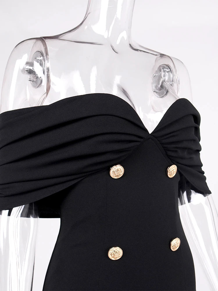 NewAsia Off the Shoulder Blazer Dress Double Breasted Anti slip Backless Ruched Low Cut Zipper Bodycon Robe Elegant Club Dresses