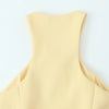 TRAFZA Women Fashion Suit Yellow V-Neck Sleeveless Belt Sngle Breasted Tops+High Waist Pocket Belt Long Skirts Female Summer Set