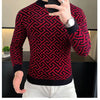 Autumn Winter Velvet Knitted Sweater Men's Long Sleeve Round Necked Sweater Slim Fit Casual Business Knitwear Tops Men Clothing