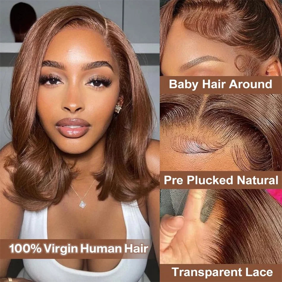 Hot Red Bob Wig 13x4 Lace Front Human Hair Wigs For Women Brazilian Bone Straight Red Colored Lace Frontal Wigs 10 12 14 16 Inch