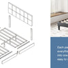 JHK Queen Bed Frame with Headboard No Box Spring Needed Linen Upholstered Wooden Platform Bed Frame with Wood Slats Support