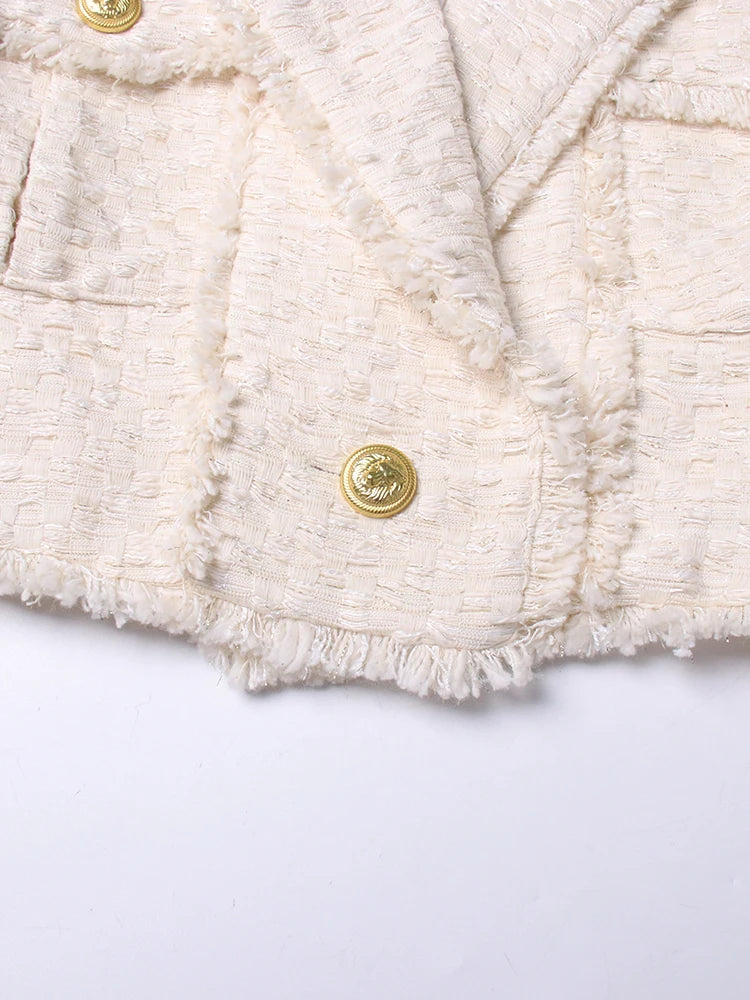 TWOTWINSTYLE Solid Temperament Blazers For Women Notched Collar Long Sleeve Patchwork Single Button Vintage Blazer Female Style
