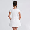 Elegant Womens White Square Collar Chic Mini Dress Luxury Short Dresses Casual Black Pink Evening Party Dresses Birthday Summer