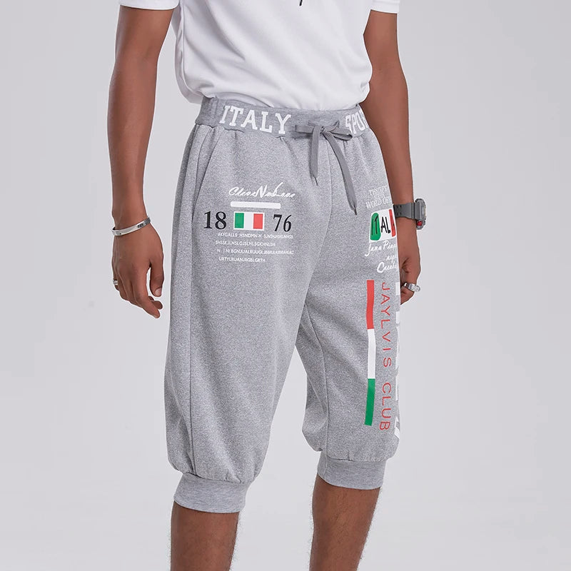 Mens Summer Shorts Elastic Drawstring Waist Lightweight Breathable Quick-Dry Sports Cropped Pants for Basketball Fitness Running
