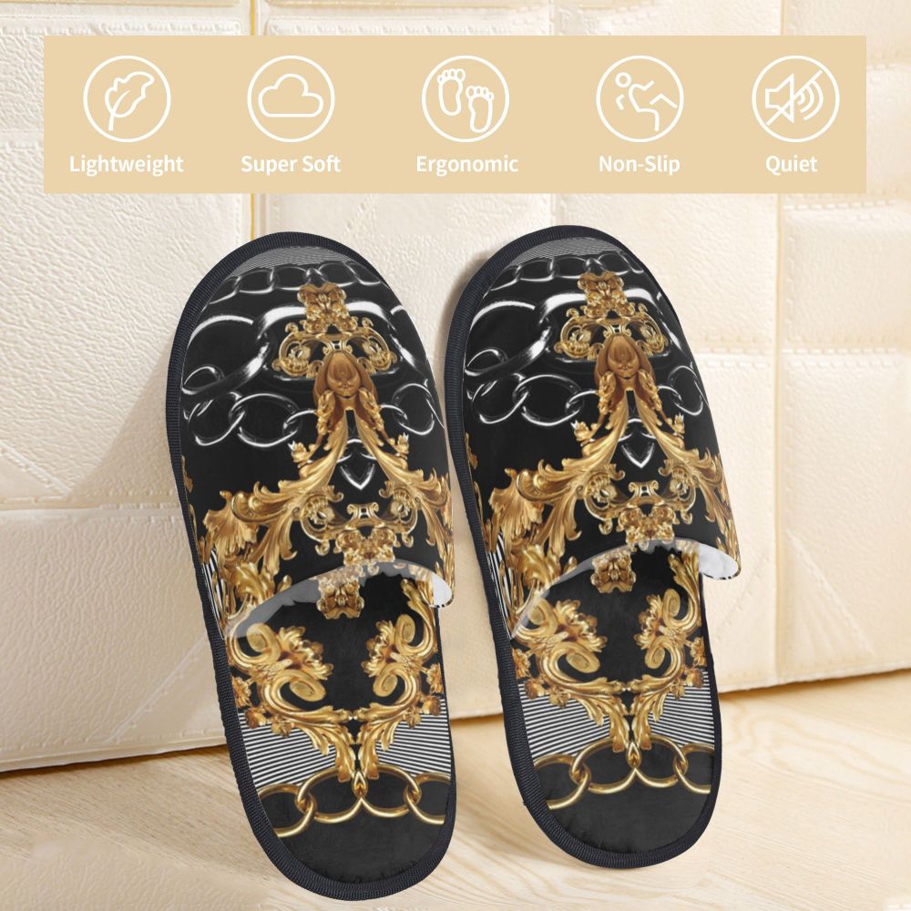 Custom Queen Of Absolutely Everything Gold Baroque Soft Memory Foam House Slippers Women Comfy Warm Anti-skid Sole Slipper