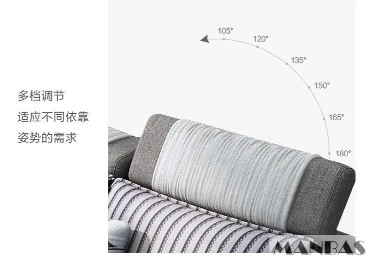 MINGDIBAO Nordic Fabric Sofa Set with Bluetooth Speaker & USB - Modern Living Room Modular Sofas Big U Shape Corner Cloth Couch