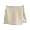 Willshela Women Fashion Solid Asymmetrical Side Zipper Skirts Shorts Vintage High Waist Female Chic Lady Shorts