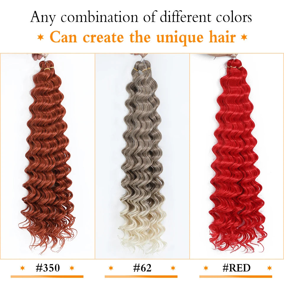 Deep Wavy Twist Synthetic Crochet Hair Afro Curly Hair African Crochet Braids Ombre Blonde Braiding Hair Extensions For Women