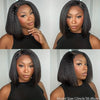 Peruvian Kinky Straight Wig Glueless Short Bob Wigs Human Hair 13X4 Yaki Straight Lace Front Wig Pre Plucked Closure Wig 180%