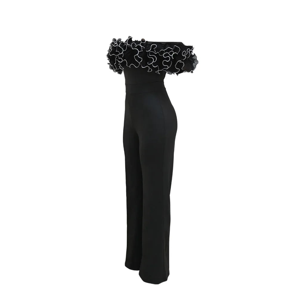Sexy Slash Neck Slim Fit Jumpsuit for Woman Jumpsuits Rose One Piece Women Club Overalls Celebrities Outfits Party Sexy Rompers