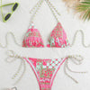 Bikini Women Swimsuit 2025 New Print Halter Bikinis Set Sexy Thong Swimwear Summer Two Piece Backless Beach Bathing Suit Female