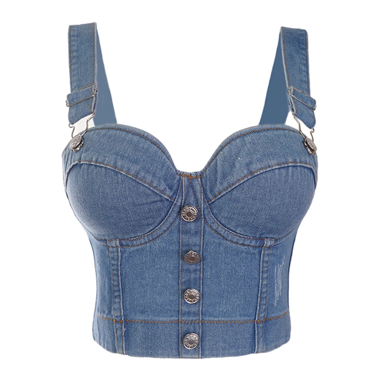 Irene Tinnie Sexy Cute Hole Cartoon Decoration Push Up Bustier Women's Denim Bralette Cropped Top Vest Plus Size