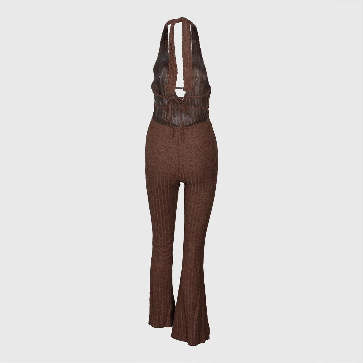 Women Knit Halter Bow Sleeveless Long Jumpsuits 2025 Summer Backless Sexy Outfits Night Club Party One Piece Rompers