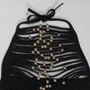 Joskaa 2025 Summer Elegant Hollow Halter Lace-Up Jumpsuits Women Hipster Sexy Backless Skinny One Piece Rompers Party Clubwear