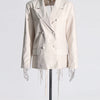 TWOTWINSTYLE Patchwork Diamonds Backless Blazer For Women Notched Collar Long Sleeve Spliced Button Chic Blazers Female Style
