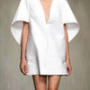 Yeezzi Fashion Black White Color Short Dress For Women 2025 New Spring Deep V-neck Half Sleeves Loose Prom Party Mini Dresses