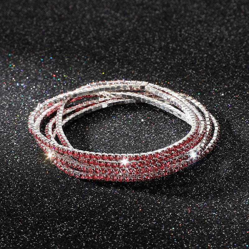 5Pcs/Lot Elastic Crystal Bracelets 2mm Charming Gold Color Crystal Rhinestones Metal Bangle Bracelet Jewelry DIY Gift