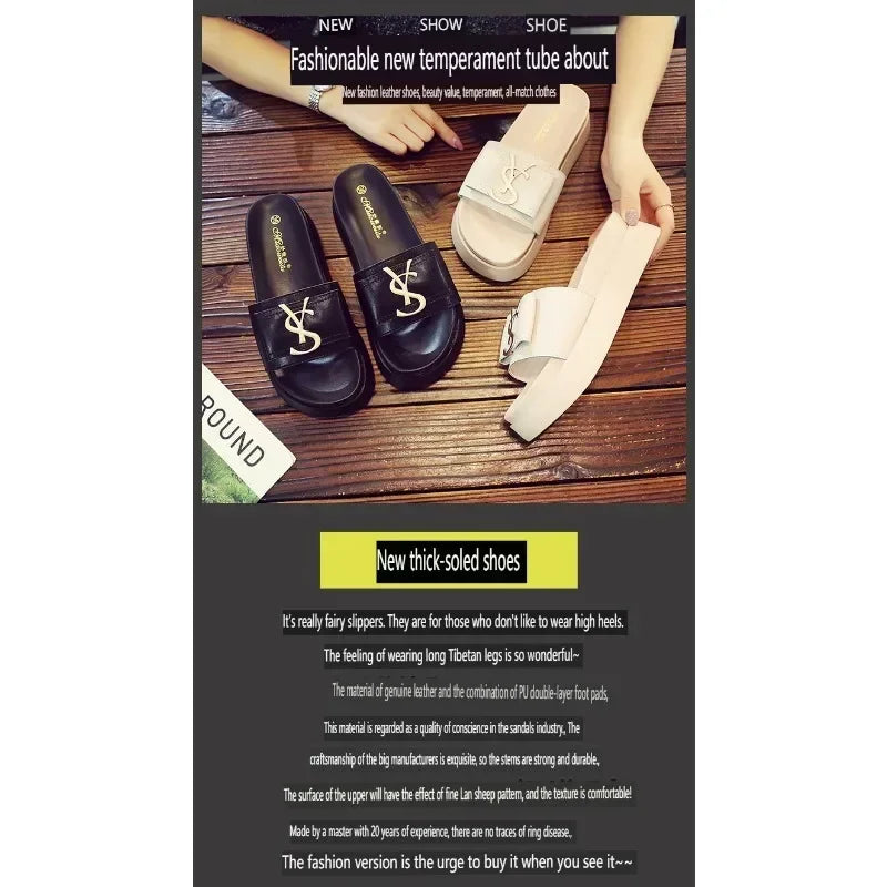Slippers Summer Shoes Women Platform Design Slides Fashion Letters Ladies Shoes Casual Slipper Indoor Non-slip Slippers Sandals