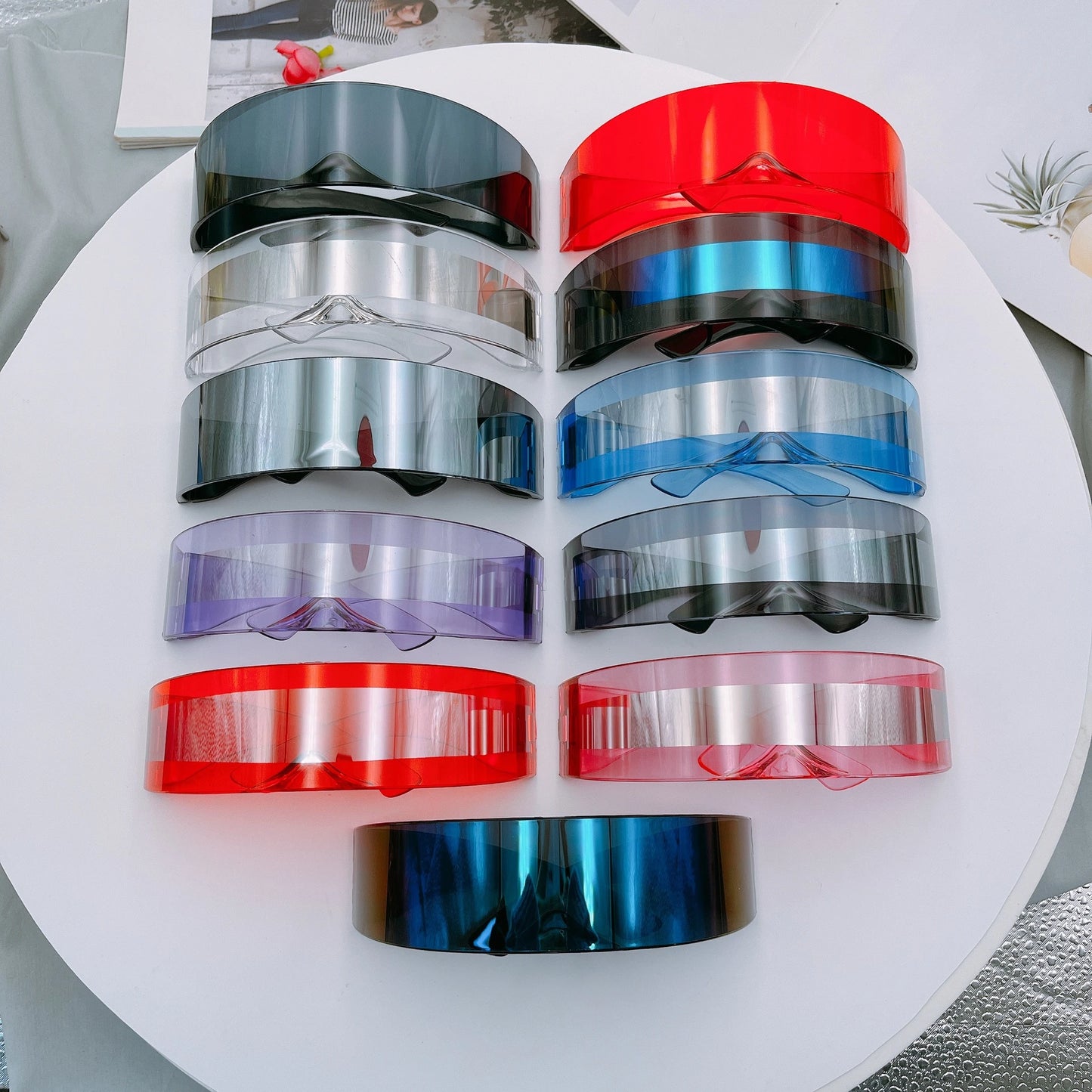 Futuristic Narrow Visor women Sunglasses Laser Eyeglasses Personality Mirrored Lens Eyewear Glasses integrated Men sun glasses