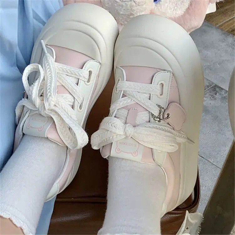 SHANPA Platform Sneakers Women Fashion Pink Sweet Korean Style Shoes for Women 2024 Autumn Versatile Comfortable Niche Shoes