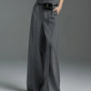 Yeezzi Urban Female Suit Pants 2025 New Fashion Black White Color Loose Straight Pant High-Waisted Pleated Split-Front Trousers