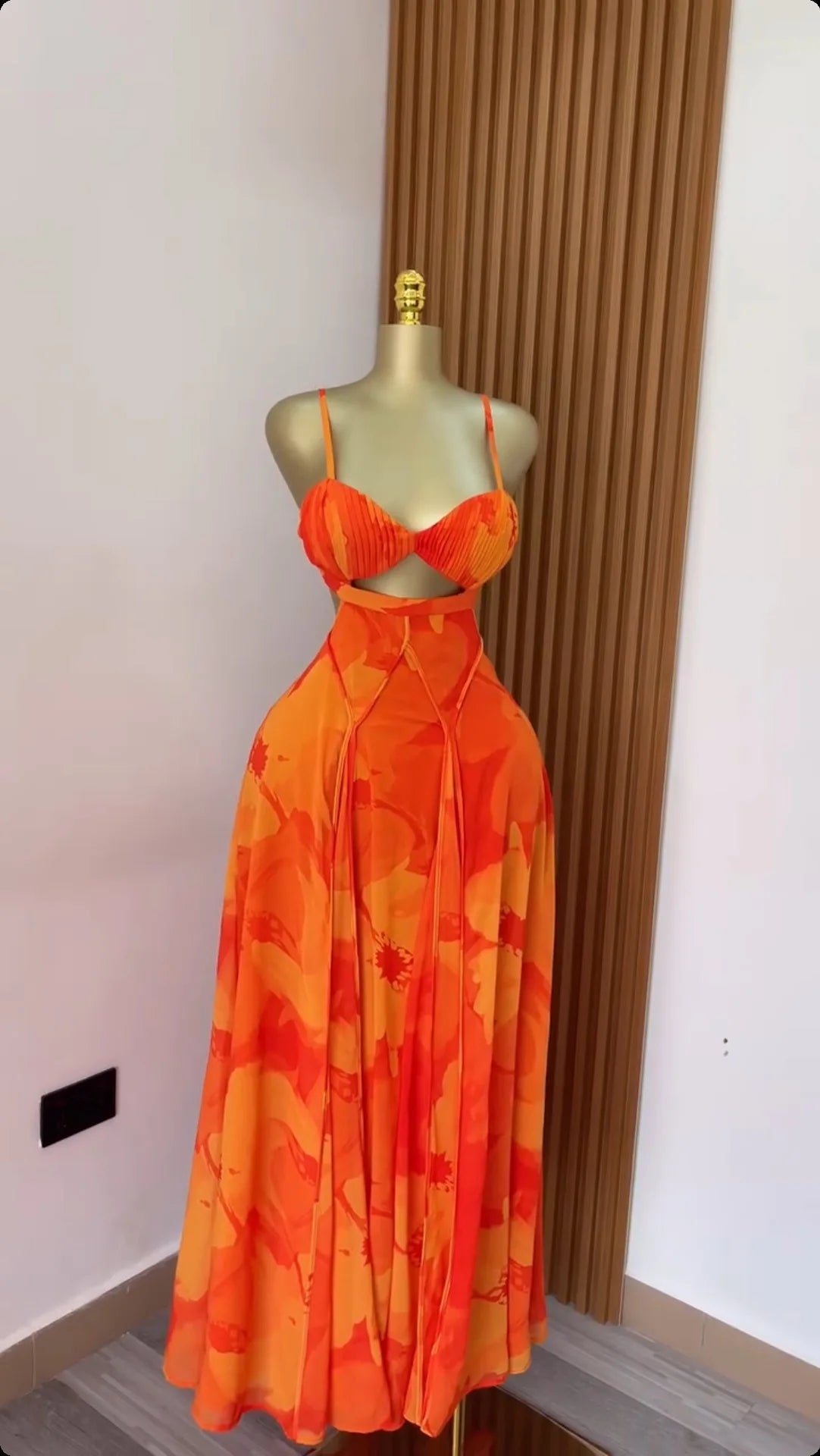 CM.YAYA Women Floral Printed Strap Backless Bra Front Big Swing Maxi Long Dress 2025 Vintage Sexy Club Party Evening Dresses