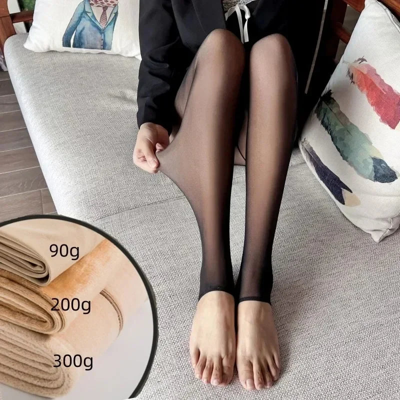 New Warm Tights For Women Winter Fleece Leggings Thermal Stockings Woman Insulated Printed Pantyhose
