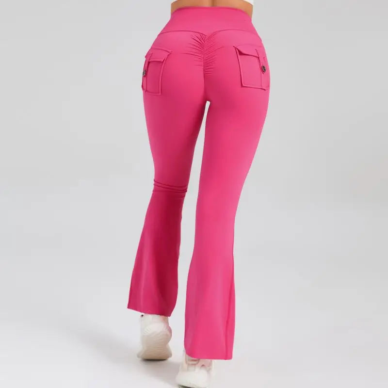 Women Flare Pocket Leggings High Waist Sport Yoga Pants Quick Dry Breathable Leggings Outfit Fitness Gym Clothes Sportwear Pant