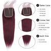 HairUGo Brazilian 99J 4x4 Straight Hair Closure 4*4 Lace Closure 10''-20'' 100% Human Hair Lace Closure With Baby Hair Remy Hair