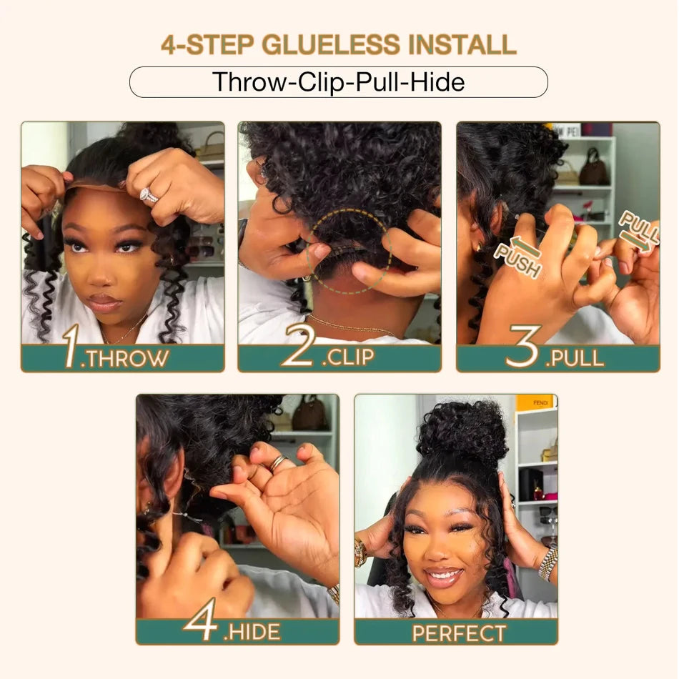 360 Lace Front Wig Human Hair Water Wave Invisi Strap Snug Fit 360 Transparent Lace Frontal Wigs Pre Cut Lace Wig Bleached Knots