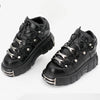 2024 NEW Punk Style Women Shoes Lace-up heel height 6CM Platform Shoes Woman Gothic Ankle Rock Boots Metal Decor Woman Sneakers