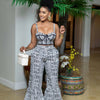 CM.YAYA Women's Set Print Strapless Bra Top and Flare Pants Suits 2025 Summer Street Party Two 2 Piece Sets Outfits Tracksuit