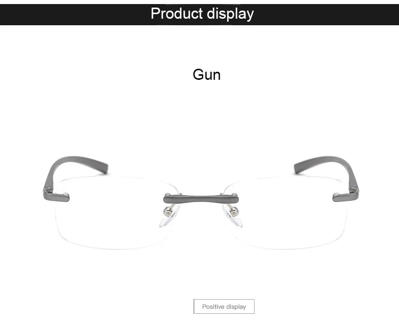 Men Blue Light Blocking Reading Glasses Women Dimond Cutting Rimless Eyeglasses Frame Anti Fatigue Hyperopia Presbyopic Eyewear