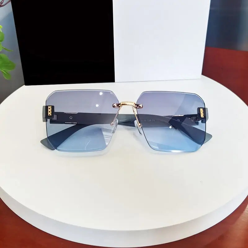 Modern Oversize Rimless Sunglasses For Men And Women Stylish Square Frameless Female Glasses Brand UV400