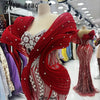 2024 Burgundy Luxury Evening Dress Women Engagement Wedding Dress Ruched Mermaid Vestidos De Fiesta Graduación Customized