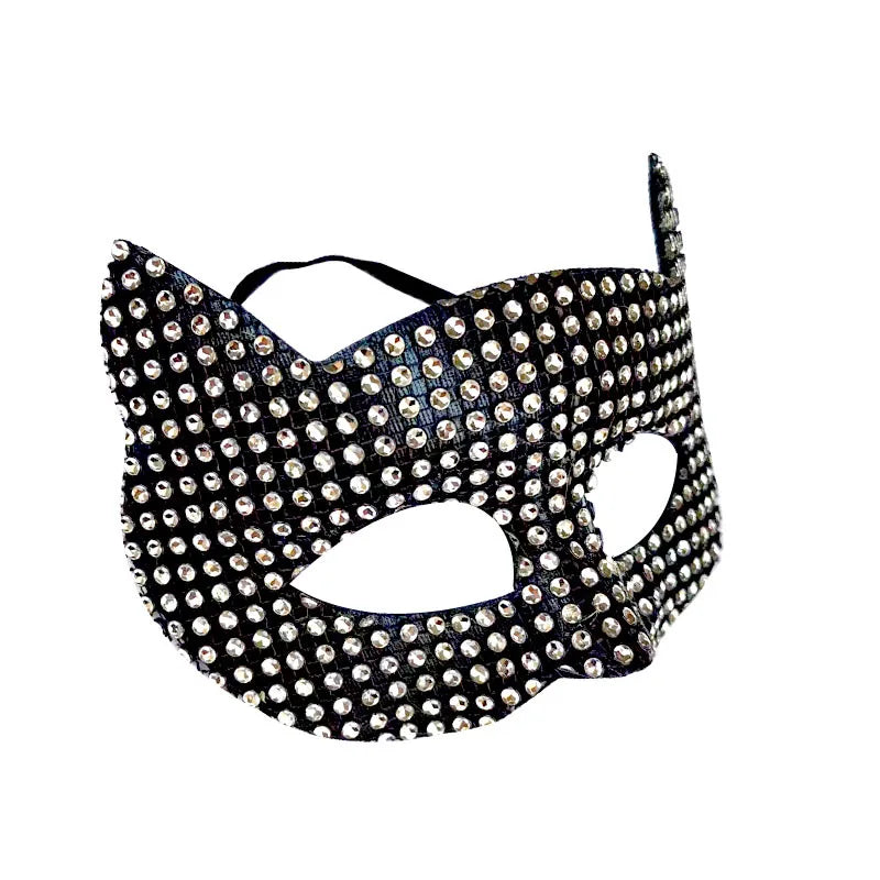 Shiny Cat Ear Masks Cosplay Halloween Party Costume Accessories Long Gloves Sexy Bling Kitten Half Masks
