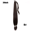 Ponytail Extensions Synthetic Boxing Braids Wrap Around Chignon Tail With Rubber Band Hair Ring 26 Inch Brown Ombre Braid DIY