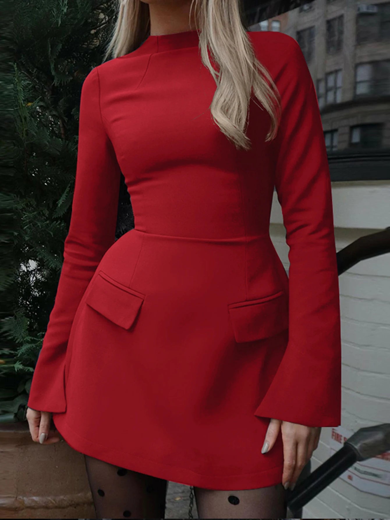 Hugcitar 2024 Spring O Neck Long Sleeve Solid Patchwork Zip Up Sexy Bodycon Mini Dress Women Fashion Outfits Birthday Party Y2K