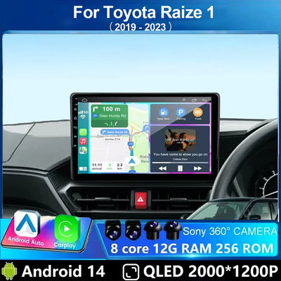 Android 14 Carplay Auto Car Radio GPS For Toyota Raize 1 2019 - 2023 For Daihatsu Rocky 2 2019 - 2021 RHD Stereo Player Video BT