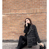 Tweed Plaid Suit Jacket Women Outwear Loose Mid-Length Double-Breasted Casual Woolen Blazer Top 2024 Spring Autumn New Chic Suit