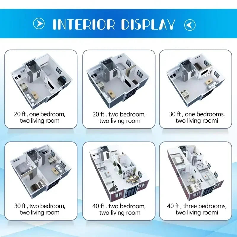 Prefabricated Prefab Mobile Tiny Home Light Steel Roof 2 3 4 5 Bedroom 20ft 40ft Folding Expandable Container House Terrace