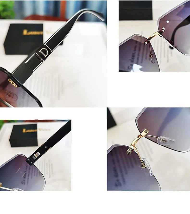 Modern Oversize Rimless Sunglasses For Men And Women Stylish Square Frameless Female Glasses Brand UV400