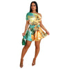 CM.YAYA Women Tie Dye Print Beach Sleeveless V-neck Sashes Sexy Party Club Playsuits Jumpsuit 2025 Summer One Piece Suit Rompers